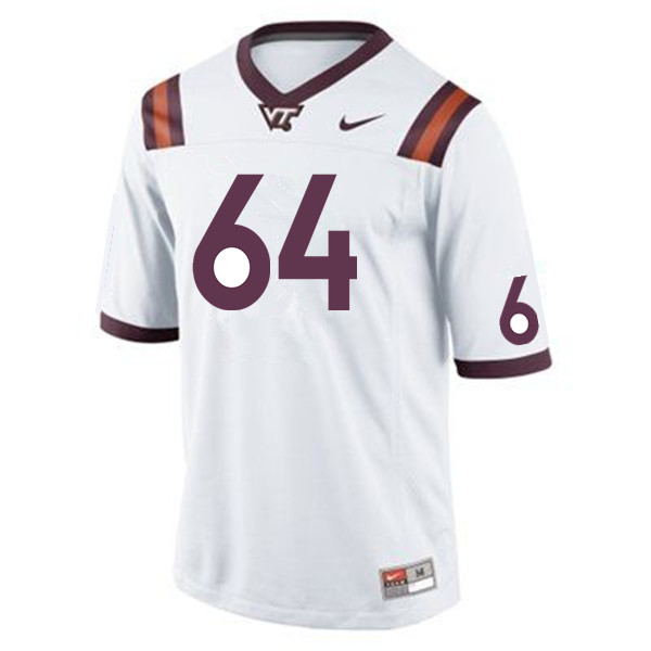 Men #64 Dayton Fairchild Virginia Tech Hokies College Football Jerseys Sale-White